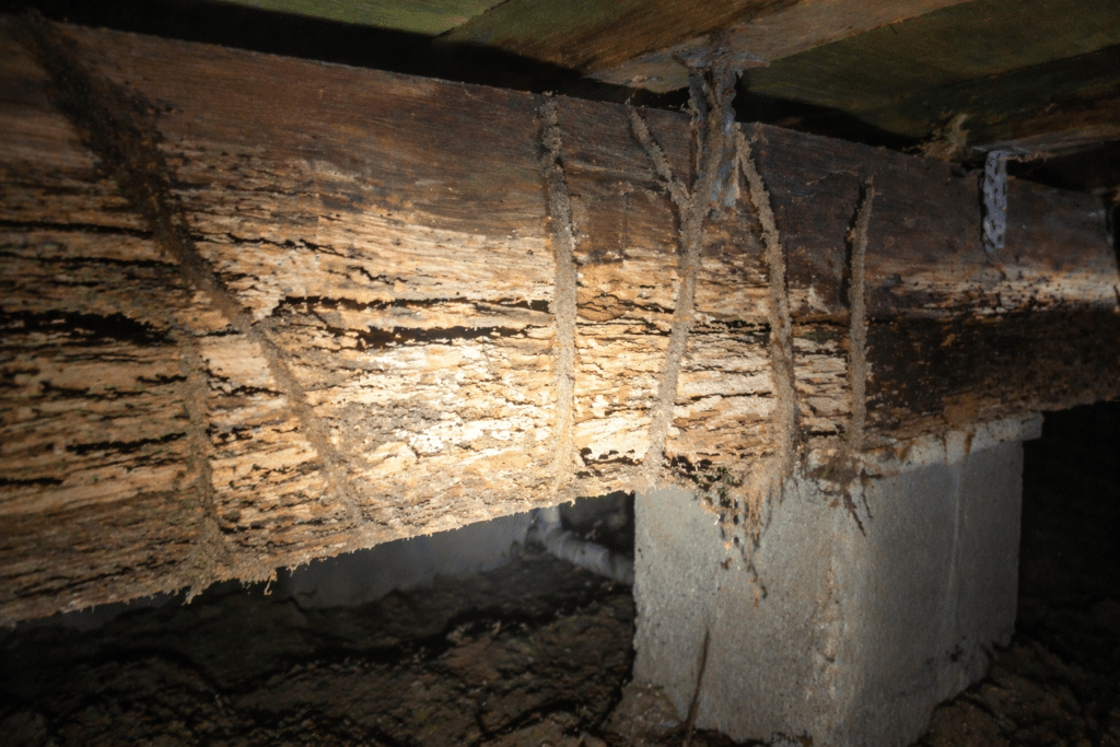 Termite damage found during building inspection Sunshine Coast subfloor